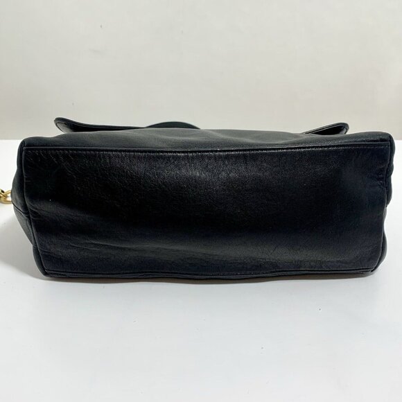 Jay Herbert by SHARIF Black Leather w/ Gold Tone Crossbody Strap Fold Over Snap - Picture 6 of 13